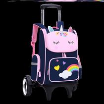 Tier schoolbag 2021 new primary school girls first to third to sixth grade detachable travel bag trolley bag
