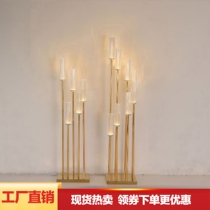 New product electroplating golden plum tube road guide lamp wedding step by step rise Candlestick stage layout decoration road guide