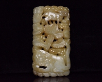 Boutique collection Hetian Jade ancient jade old Jade precision carving Tiger and Tiger life pendants