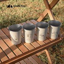 Mountain Fun Portable Camping Coffee Cup Outdoor ins Wind 304 Stainless Steel Beer Cups Picnic Barbecue Cold Drinks water glasses