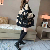 Knitted cardigan coat womens autumn and winter 2021 new wild long loose thick lazy sweater top