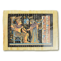 Spot Egyptian handmade papyrus painting Pharaoh and pet concubine