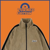 Turned American vintage stand-up collar jacket mens spring tide brand side contrast loose casual sports jacket