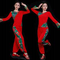Jiangxi Fat Zhengzheng Great Red New Square Dance Costume Suit Woman Middle Aged Rice Dance Dancing Long Sleeve Light Cage Pants Performance