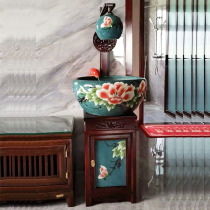 Jingdezhen ceramic Chinese fish tank Magnolia cabinet type fish tank living room office circulating water goldfish tank