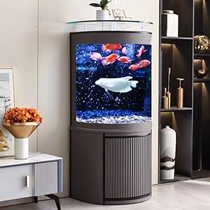 Semi-circular fish tank living room household glass free water change ecological bottom filter against the wall