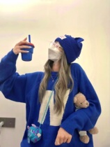 NECOYEP Original American Street Klein Blue Plus Thick Sweater Couple White Loose Pullover