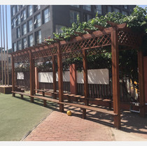 Tianjin Anticorrosive Carbonated Wood Grape Shelf Customized installation Outdoor Courtyard Gallery rack grid Wooden Floor Flower Box pavilions