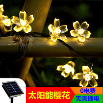Solar LED small colored lights cherry blossom outdoor string decoration waterproof colorful flashing courtyard home outdoor garden