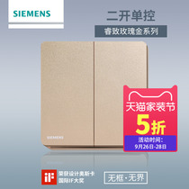 Siemens switch socket Ruizhe rose gold two open single control
