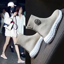 Boomers Play Socks Boots Woman 2022 new spring 100 Knitted Old Daddy Breathable High Help Casual Socks Sneakers