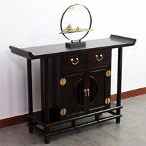 Modern new Chinese style foyer entrance cabinet Solid wood table End view table Old elm Zen partition cabinet Black walnut alice head cabinet