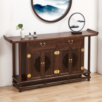 New Chinese solid wood entrance cabinet Old Elm Zen foyer locker Black walnut dining side cabinet Large capacity end view table