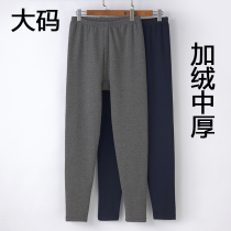 Plus Fattening Overweight Mens Warm Pants Plus Suede Thick High Waist Loose Middle Aged Coral Suede Pure Cotton Pure Cotton Pants