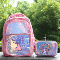 Australian schoolbag smiggle1-6 grade shoulder decompression schoolbag pencil plastic pencil case mermaid gift set