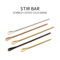 Titanium gold cute ice spoon durable gun black bronze cocktail coffee spoon long handle mixing spoon 304ins