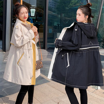 Pregnant women spring and autumn coat long pregnant womens autumn coat loose large cardigan hooded tide mother trench coat women