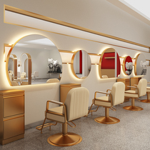 Net Red Barber shop mirror table hairdressing shop mirror with light semi-circular mirror monoscopic hair salon special