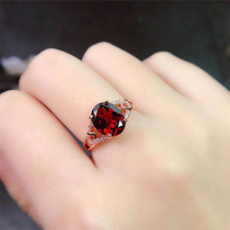 Natural large carat garnet ring Ruby ring for women s925 sterling silver fashion luxury atmospheric gift 8*10