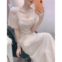 French dress womens summer thin section first love small white dress small fragrance 2021 new gentle wind bubble sleeve fairy skirt