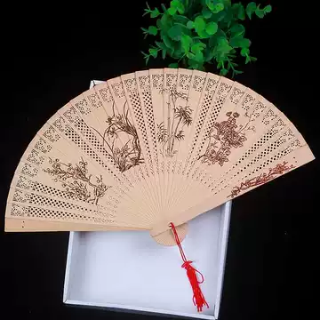 檀香宮扇 檀香扇-金陵十二金釵群芳圖