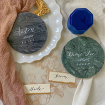 Wedding banquet seat card coaster table custom hand written marble dinner bridesmaid return annual gift