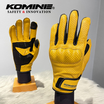 KOMINE Spring Summer Light Retro Goat Leather Moto Rider Locomotive Joint Armor riding gloves male and female GK-257