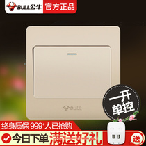 Bull Light Switch Socket panel open Single-open single-control 86 Type of concealed lamp Power Home Wall Gold Color