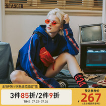 BEASTER early autumn tide brand hip hop hooded string label sweater retro sports jacket couple hoodie ins men and women tide