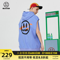 BEASTER little devil grimace trend hooded vest summer new print drawstring sleeveless casual top men