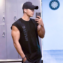 Summer muscle sports sleeveless vest brothers mens training clothes casual loose fitness elastic sweat-absorbing shoulder