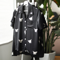 Gong Jun same beast dog suit thin summer silk short-sleeved shorts pajamas lovers Street tide home clothes