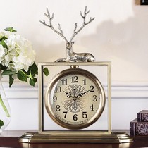 Metal deer American creative fashion clock modern simple porch bookcase living room table watch home furnishings