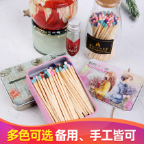 Iron box lengthened colorful matches 75MM high-end personality vintage old scented lavender special safety matches