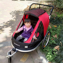 Bicycle trailer Childrens two-seat aluminum alloy folding baby car Bicycle rear trailer riding travel push trailer