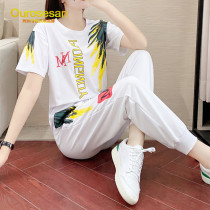 OURROSESAN light luxury brand short-sleeved sports suit summer new Korean version of fashion running leisure two-piece set