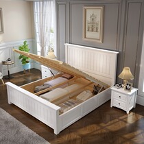 Solid wood double bed 1 8 M master bedroom pressure bed 1 5 single bed modern minimalist wedding bed American high Box storage bed
