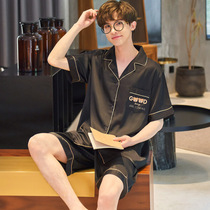 Pajamas men plus fat plus size 300 Jin Ice Silk fat fat guy special size loose short sleeve thin summer 230
