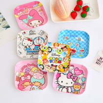 Cartoon Japanese fruit small plate creative cute hipster household plastic melamine square plate small plate snack plate