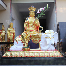  Factory direct sales resin buddha statue 2 meters high sitting Manjushri Samantabhadra dedicated to the temple affixed with gold Manshu Samantabhadra Bodhisattva