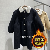 South Korean childrens clothes children foreign air single-row buckle thickened double-sided jacket 2021 Winter-style girl girl in large coat