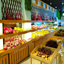 Customized fruit shelf display rack multifunctional fruit shelf stacker fresh shelf steel wood solid wood medium island snack rack
