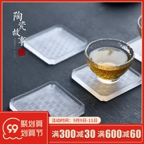 Ceramic story coaster tea ceremony heat insulation mat Japanese tea tray glass cup holder kung fu tea set accessories Tea Cup base
