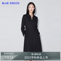 BLUE ERDOS womens 22 pre-fall new wool-blend temperament lapels mid-length long sleeve dress women