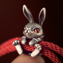 Money Rabbit You Ink Original Rabbit Ancient Short Silver Red Rope Bracelet Men and Women Gifts