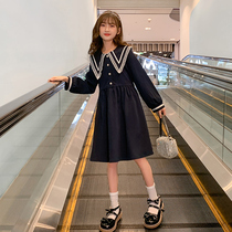Girl dress autumn 2021 new childrens dress Korean version of foreign style long sleeve autumn college style skirt