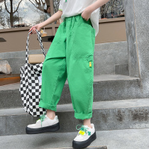 Girl pants Summer thin Ocean Qi Children Han Edition Wave Pham Fan Pants Large Child Summer Style Loose Casual Pants