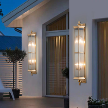 Outdoor wall lamp waterproof courtyard lamp all copper new Chinese modern villa aisle balcony lamp outdoor door exterior wall lamp