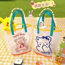 Cute transparent PVC swimming bag handbag girl heart portable large capacity beach bag Bath special storage bag