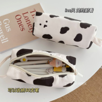  Hidden bear ins simple large-capacity pen bag Niche cow pattern High school college student stationery storage pen box